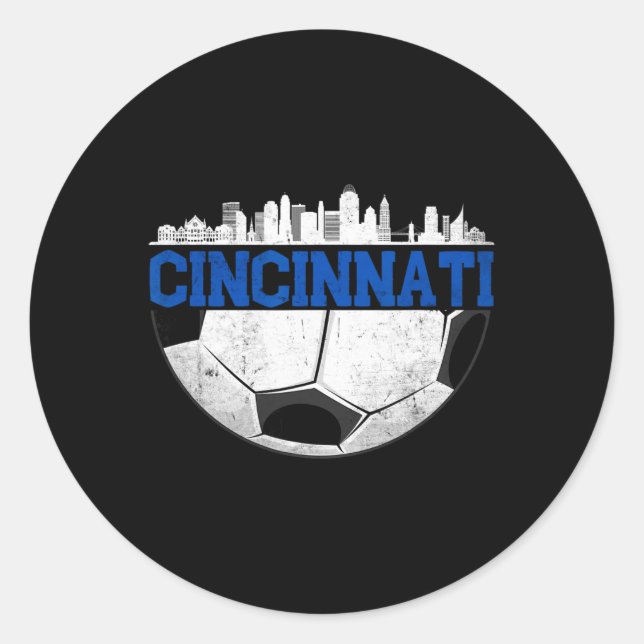 Adesivo Redondo Cincinnati Soccer Distressed Cincy nati  (Frente)