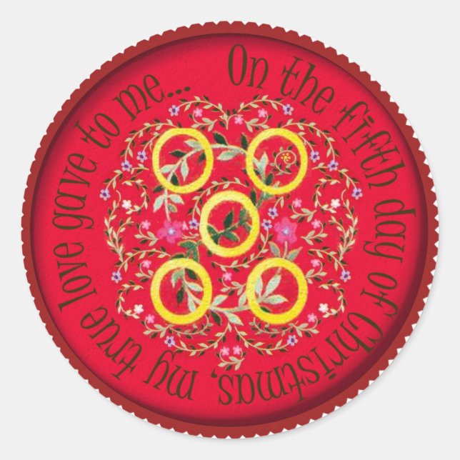 Adesivo Redondo Cinco anéis de ouro (Frente)