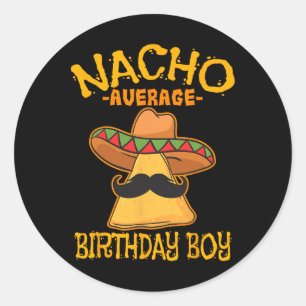 Adesivo Redondo Cinco de Celebração de Nacho Média de Aniversário