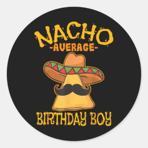 Adesivo Redondo Cinco de Celebração de Nacho Média de Aniversário