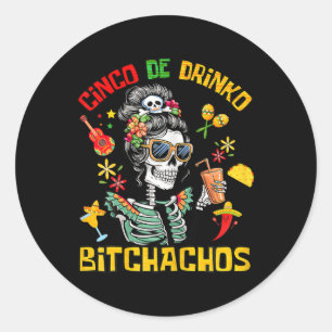 Adesivo Redondo Cinco De Drinko Achos Cinco De Mayo Bebendo