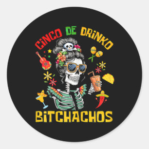 Adesivo Redondo Cinco De Drinko Achos Cinco De Mayo Bebendo
