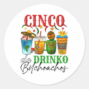 Adesivo Redondo Cinco De Drinko Achos Cinco De Mayo Homens Mulhere