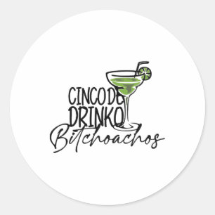 Adesivo Redondo Cinco De Drinko Oachos - Cinco De Mayo Par Mexican