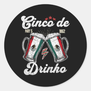 Adesivo Redondo Cinco De Drinko Partido Mexicano 5 De Mayo Beer Be