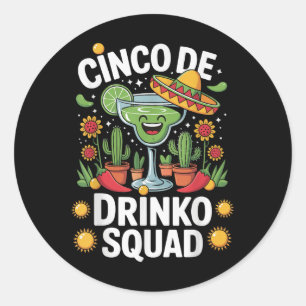 Adesivo Redondo Cinco De Drinko Squad