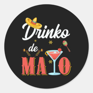 Adesivo Redondo Cinco De Drinko Tequila Margarita Cinco De Mayo Dr