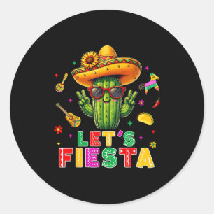 Adesivo Redondo Cinco de maio cacto mexicano engraçado vamos festa