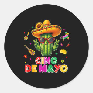Adesivo Redondo Cinco de maio cacto mexicano engraçado vamos festa