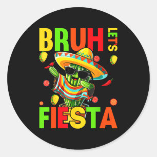 Adesivo Redondo Cinco de maio cacto mexicano engraçado vamos feste