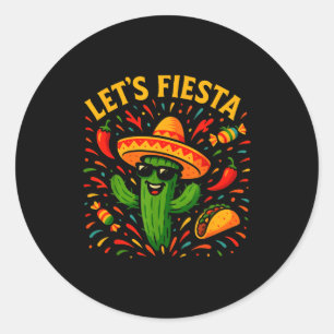 Adesivo Redondo Cinco de maio festa mexicana de cactus engraçada v