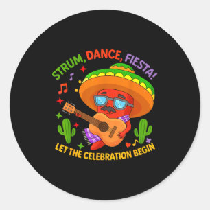 Adesivo Redondo Cinco de maio pimenta chili engraçada sombrero toc
