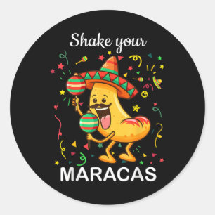 Adesivo Redondo Cinco De Mayo Agita Sua Maracas Nachos Mexicanos P