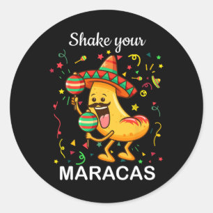 Adesivo Redondo Cinco De Mayo Agita Sua Maracas Nachos Mexicanos P
