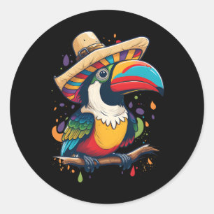 Adesivo Redondo Cinco De Mayo Boys Mexicano Sombrero Tucan