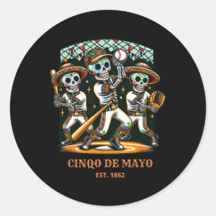 Adesivo Redondo Cinco De Mayo Bysebyll Skeletons