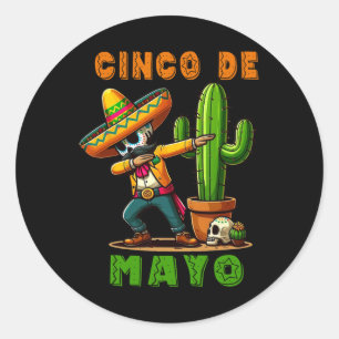 Adesivo Redondo Cinco De Mayo Cactus Mexicano Poncho Sombrero Hat