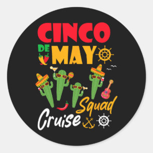 Adesivo Redondo Cinco de Mayo Cruise Squad Vacina de Verão