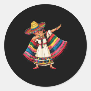 Adesivo Redondo Cinco De Mayo Dabbing mexicls Sombrero Ponch