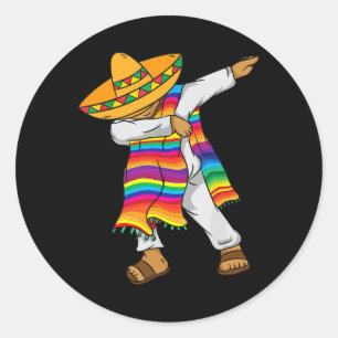 Adesivo Redondo Cinco De Mayo Dabbing Poncho Kids Toddler Mexicano
