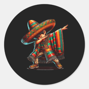 Adesivo Redondo Cinco De Mayo Dabbing Poncho Sombrero Dab mexicano