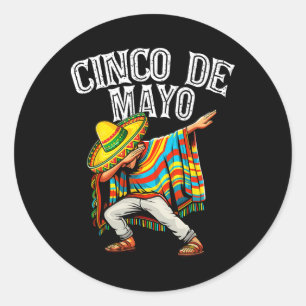 Adesivo Redondo Cinco De Mayo Dabbing Poncho Sombrero Hat mexicano