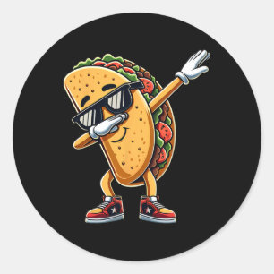 Adesivo Redondo Cinco De Mayo Dabbing Taco Funny Comidas Mexicanas