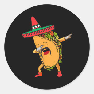 Adesivo Redondo Cinco De Mayo Dabbing Taco Mexicano Sombrero Hat D
