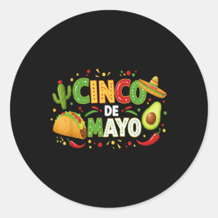 Adesivo Redondo Cinco De Mayo Deixa Fiesta Avocado E Tacos Cinco
