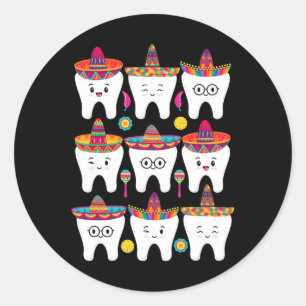 Adesivo Redondo Cinco De Mayo Dental Mexicano Fiesta Dentist Hygie