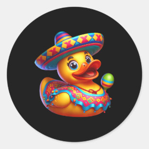 Adesivo Redondo Cinco de Mayo Duck Mexicano Sombrero Fiesta