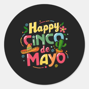 Adesivo Redondo Cinco De Mayo Engraçados Deixa Fiesta Squad 5 De M