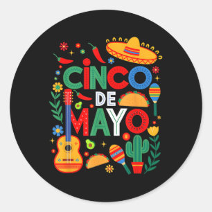 Adesivo Redondo Cinco De Mayo Fiesta Mexicano Matando Homens W
