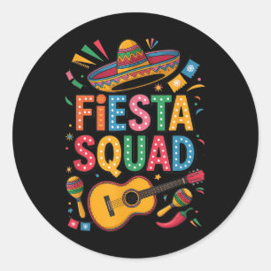 Adesivo Redondo Cinco De Mayo Fiesta Squad Sombrero Guitar Diversã