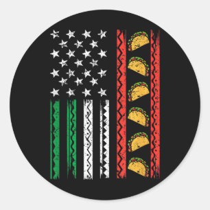 Adesivo Redondo Cinco de Mayo Funny Tacos Grunge Bandeira American