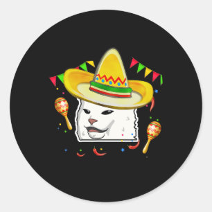 Adesivo Redondo Cinco De Mayo Gato Borracho Amante Mexicano Chapéu