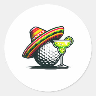 Adesivo Redondo Cinco De Mayo Golf Ball Com Sombrero E Margarit