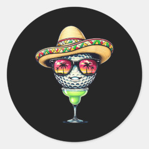 Adesivo Redondo Cinco De Mayo Golf Ball Com Sombrero Margarita Go