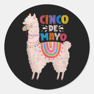 Adesivo Redondo Cinco de Mayo Llama Fiesta Partido Mexicano Vibe T