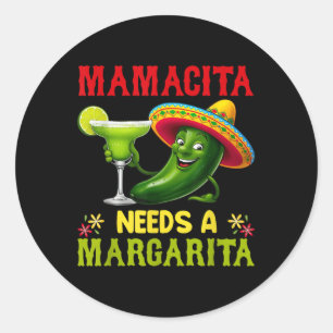 Adesivo Redondo Cinco De Mayo Mamacita Precisa De Uma Margarita En