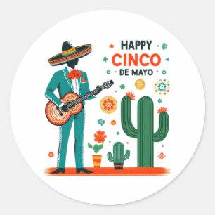 Adesivo Redondo Cinco de mayo mariachi - orgulho mexicano