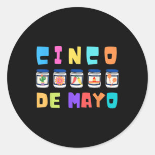 Adesivo Redondo Cinco de Mayo Mayonnaise Jars Funny May 5 Cinco