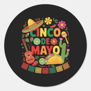 Adesivo Redondo Cinco De Mayo Mexicano Engraçado Sombrero Chapéu H