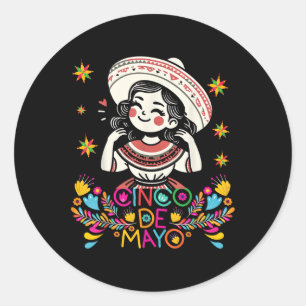 Adesivo Redondo Cinco De Mayo Mexicano Poncho 5 De Mayo Anime Cute