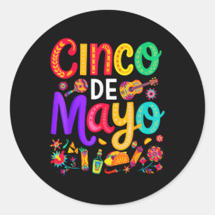 Adesivo Redondo Cinco De Mayo Mexicano Taco Funny 5 De Mayo Deixa