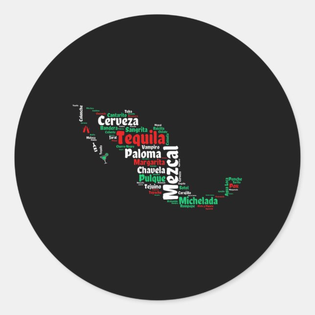 Adesivo Redondo Cinco De Mayo Mexicanos Bebe Mapa Do México Para C (Frente)
