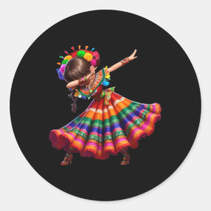 Adesivo Redondo Cinco De Mayo Mulher Mexicana Engraçada Dabbing Ci