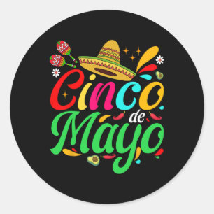 Adesivo Redondo Cinco De Mayo Para Homens Mulheres Crianças Festa