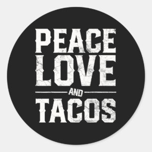 Adesivo Redondo Cinco De Mayo Paz Amor E Tacos Homens Mulheres Mex