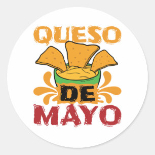 Adesivo Redondo Cinco de Mayo Queijo Punho Engraçado